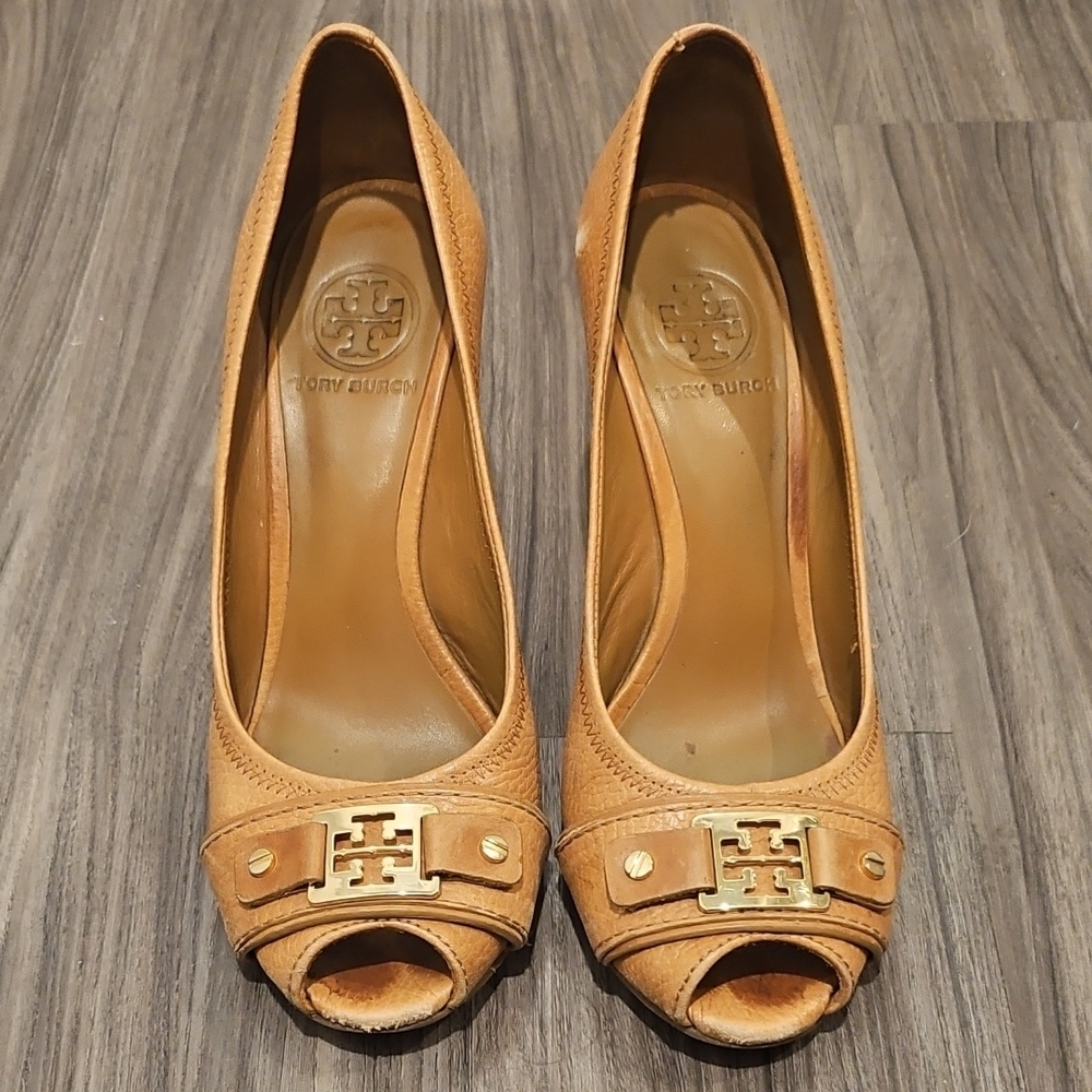 Tory Burch Tan Peep-Toe Women's Shoes
